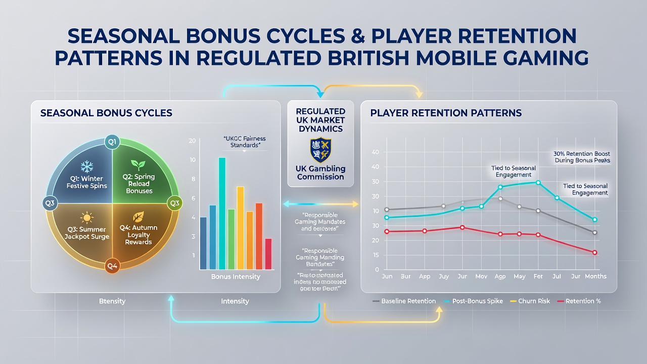 Infographic illustrating player retention curves during different seasonal bonus periods in mobile gaming